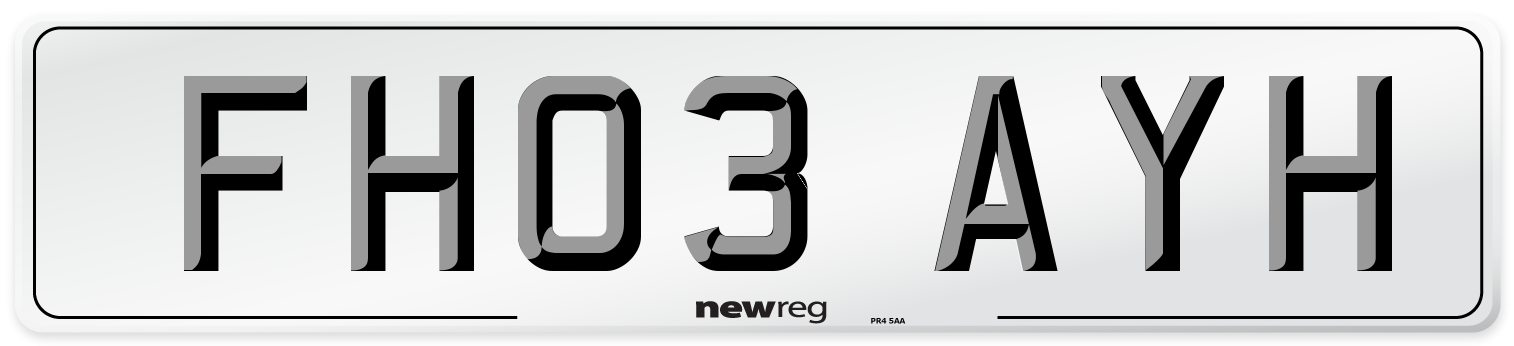 FH03 AYH Number Plate from New Reg